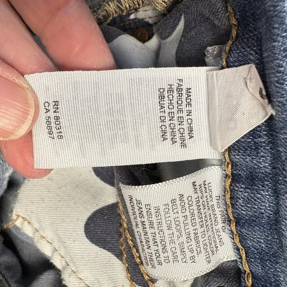 Lucky Brand Brooke‎ Skinny Jeans Womens 6/28 Blue Mid Rise Stretch Distressed
